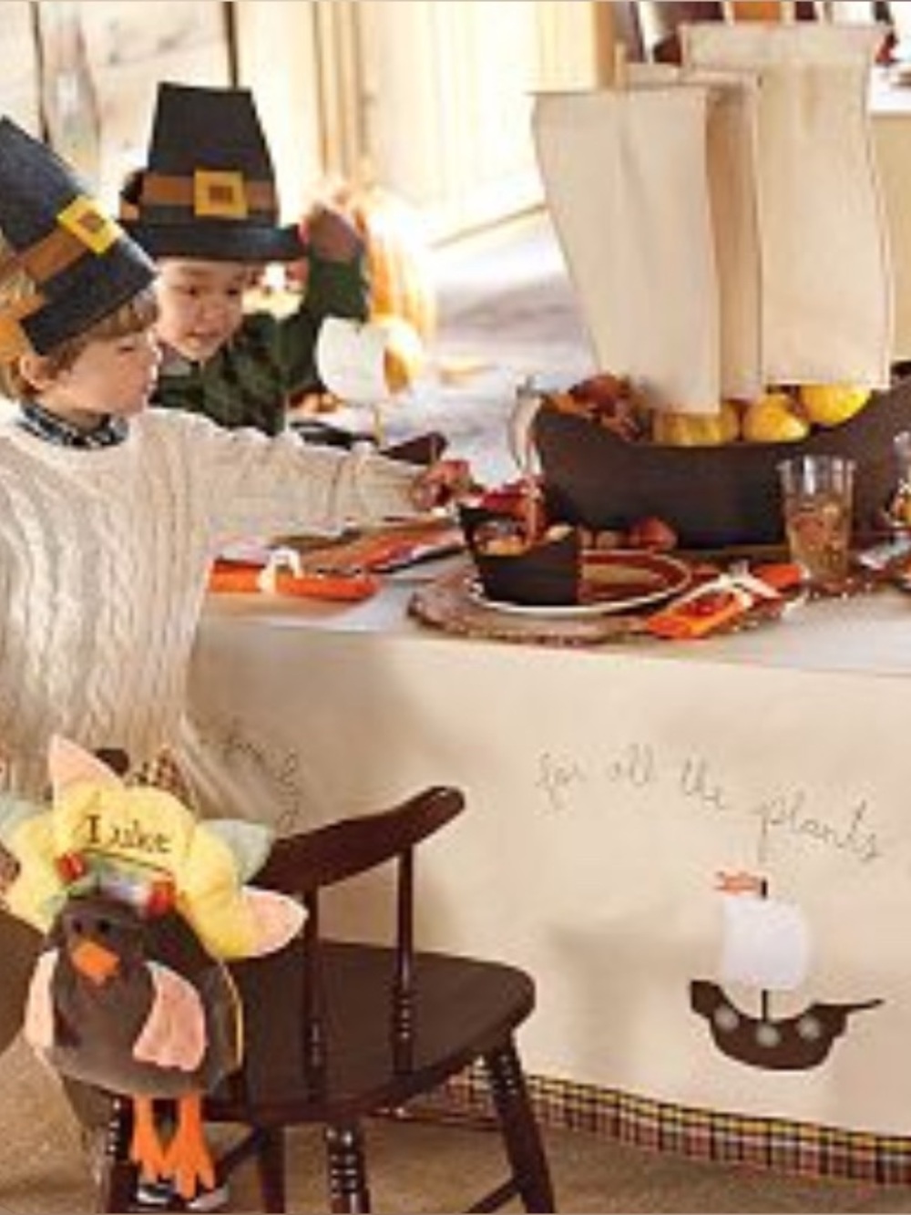 Pottery Barn Kids Thanksgiving Table Setting for 8 | Thanksgiving Plates Cups